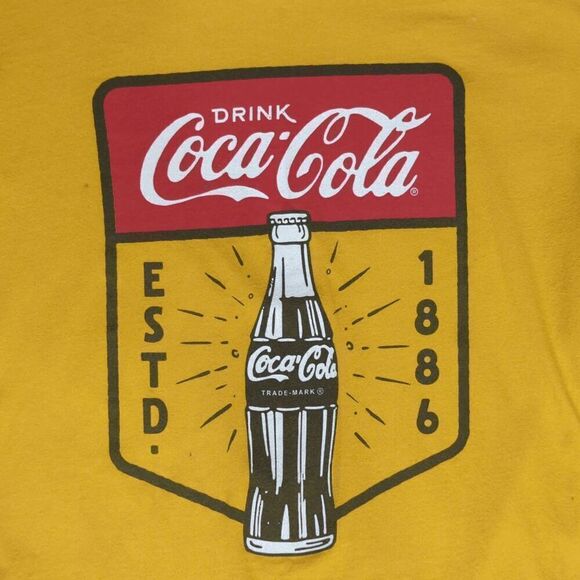 Coca Cola Women’s Small Yellow Short Sleeve T-Shirt Top - Picture 2 of 6